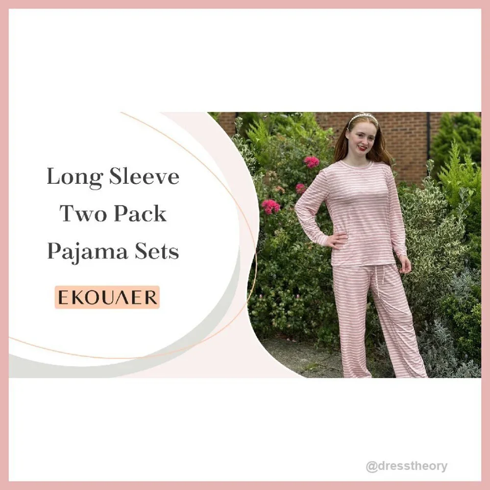 Soft Long Sleeve Pajama Set with Pockets - Sizes S-XXL